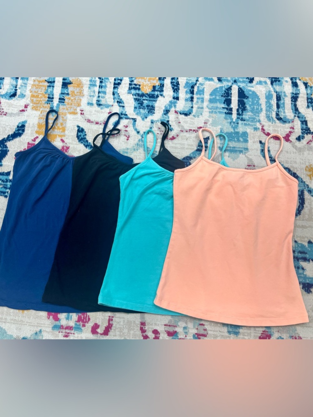 Forever 21 Bundle of 4 tank tops- navy, black, turquoise, and peach- size medium